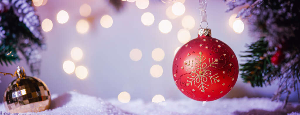 Christmas balls on fir branches